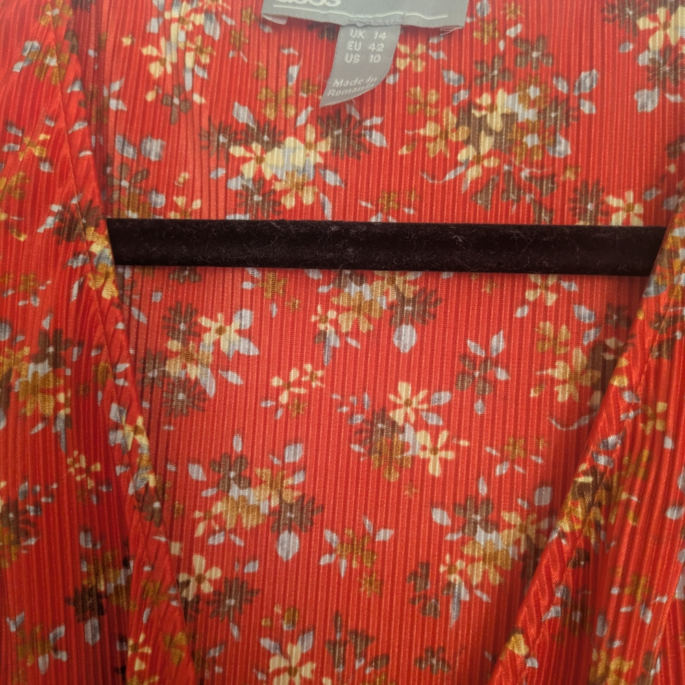 ASOS Orange Floral Mini Wrap Dress - Picture 4 of 5